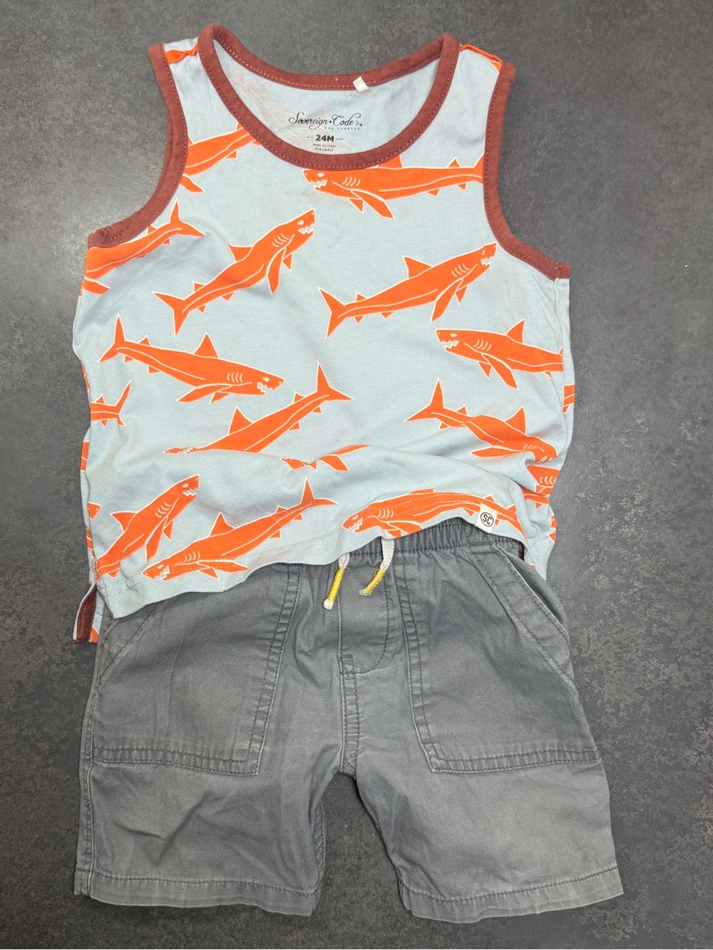 Sovereign Code Shark Tank Top & Cargo Shorts Outfit Set 2T